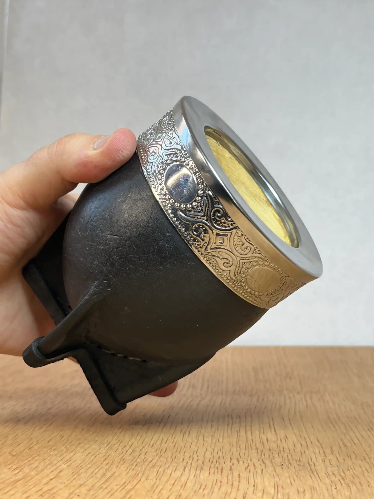 Mate Imperial Calabaza Virola de Acero y Cuero Vacuno
