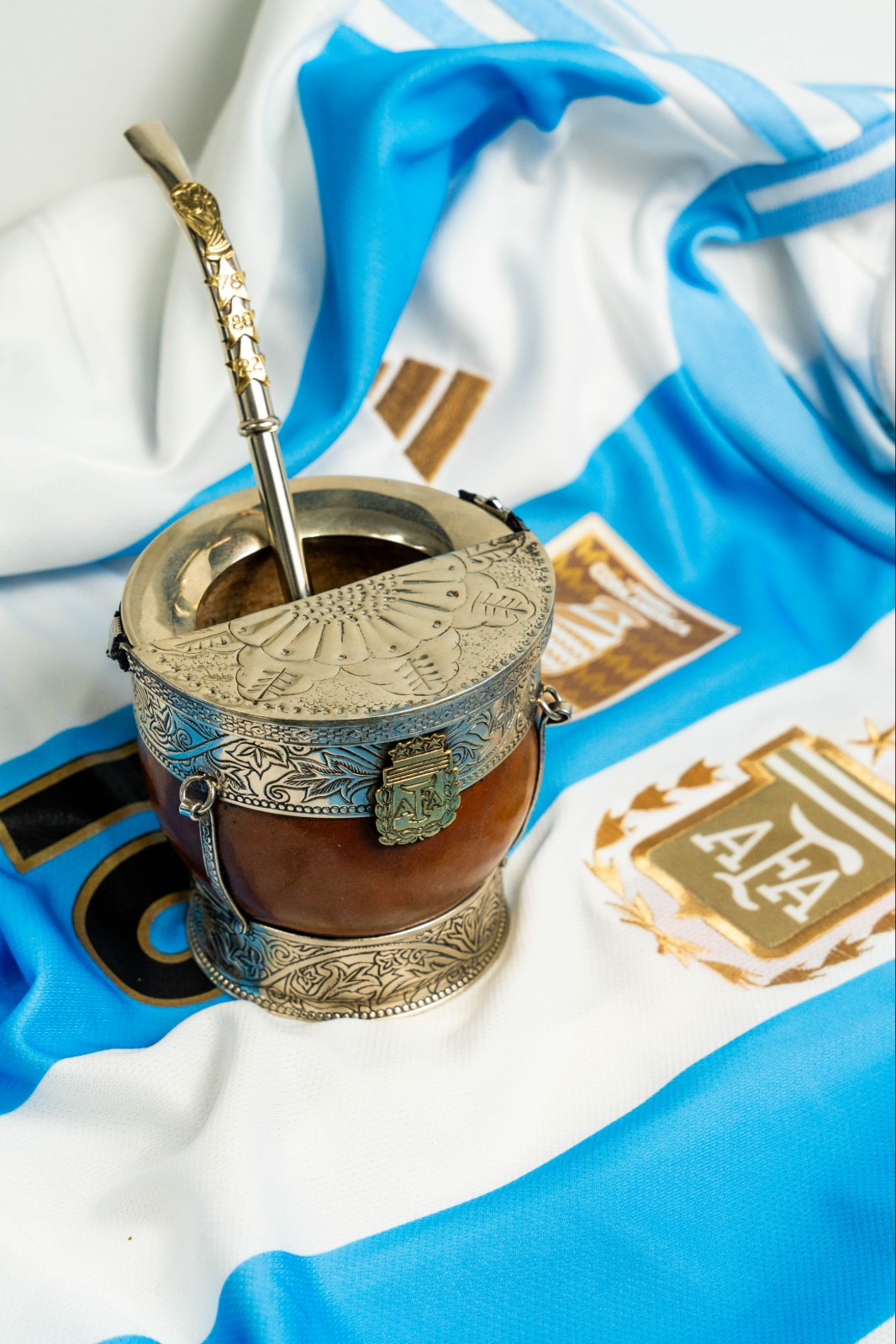 Mate Imperial Premium Doble Fleje Alpaca + Placa AFA Argentina 